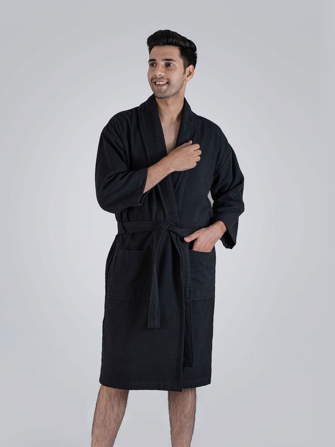 MYTRIDENT Blue 240 GSM Pure Cotton Bath Robe
