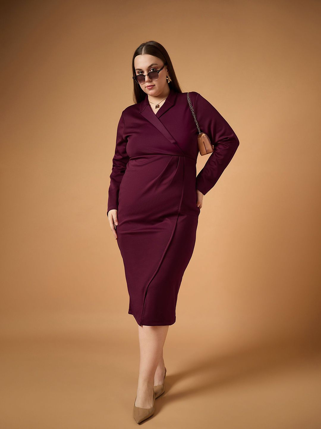 SASSAFRAS Curve Scuba Bodycon Midi Dress