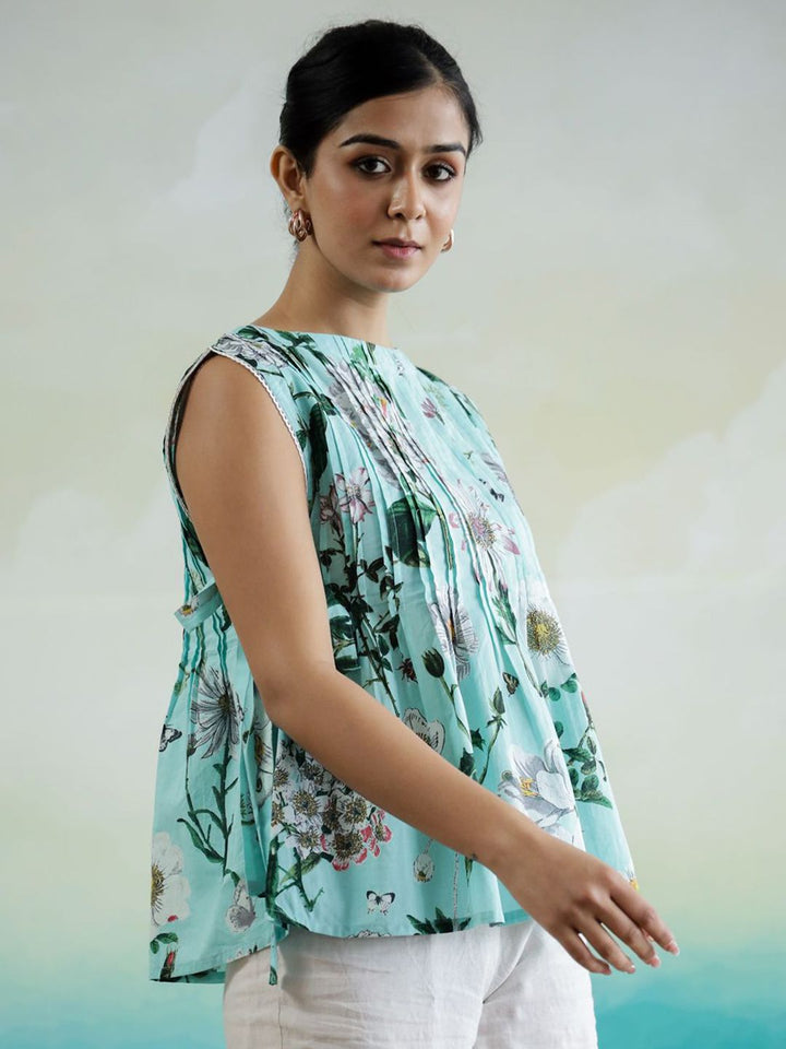 SANSKRUTIHOMES Women Floral Print Cotton Top