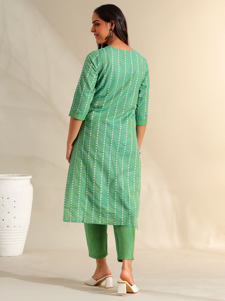 Motif Etnik Wanita Mamicha Bercetak Benang Biasa Bekerja Kurta Kapas Tulen dengan Seluar