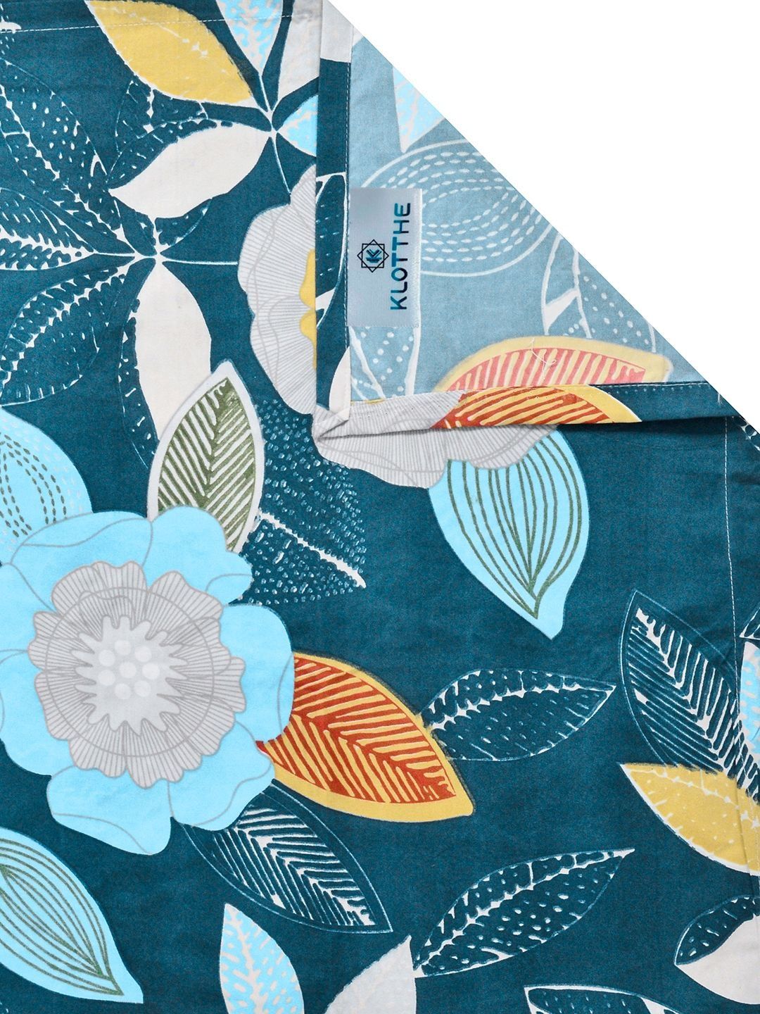 KLOTTHE Blue Floral Printed 300 TC Cadar King