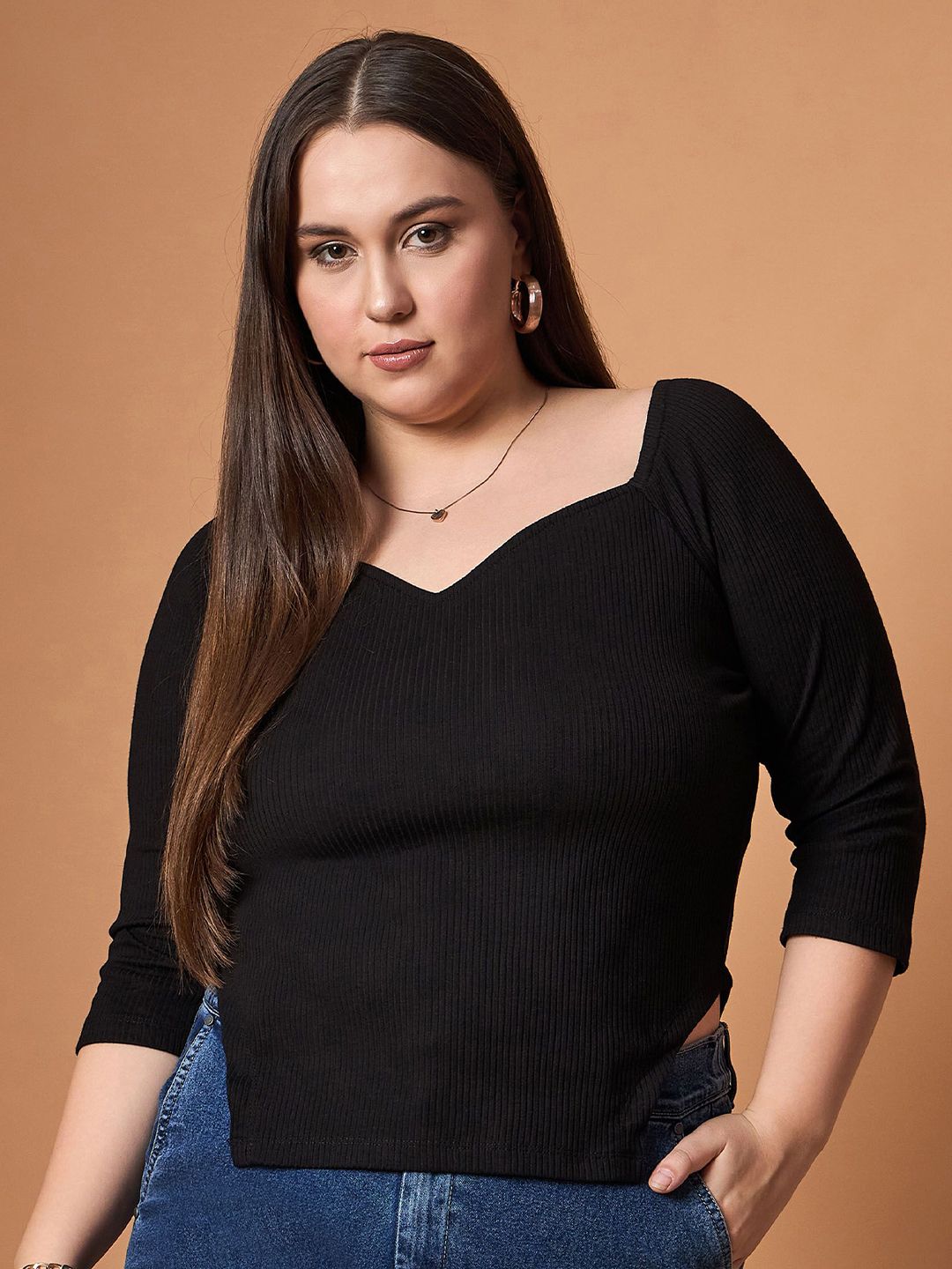 SASSAFRAS Curve Sweetheart Neck Top