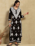 Set Seluar Kurta Motif Etnik Bersulam House of Chikankari