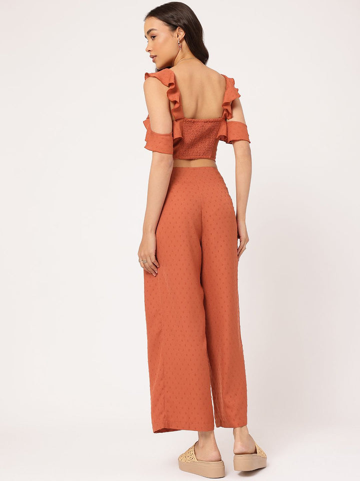 DressBerry Stylish & Romantic Ruffle Dobby Detail Pleated Co-Ords