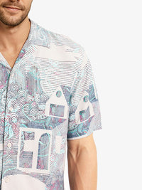 RARE RABBIT Men Comfort Abstract Printed Boxy Casual Shirt
