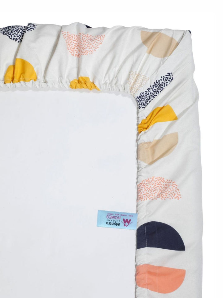 Myntra Elegant Homes White & Yellow Printed 300 TC Single Bedsheet Set 2.25 x 1.5 m