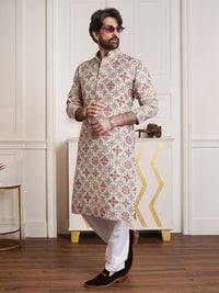 SOJANYA Ethnic Motifs Printed Mandarin Collar Kurta With Pyjamas