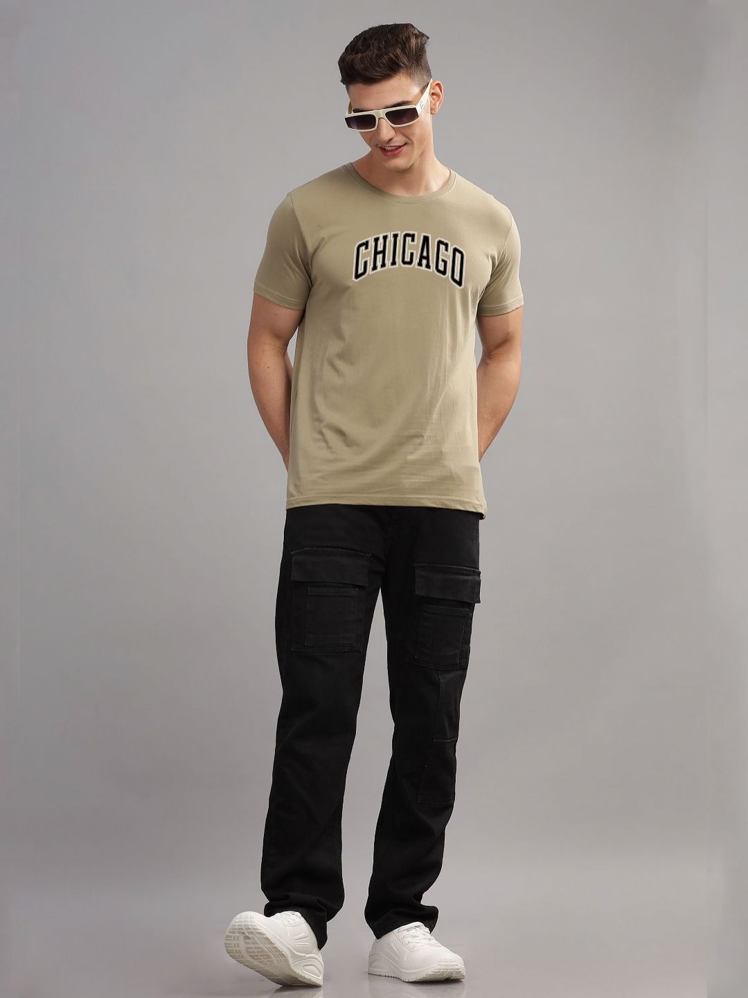 ADRO Men Typography Printed Applique T-shirt