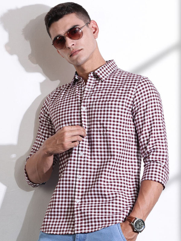 Thomas Scott Men Checks Lain -lain Kapas Kasual Kasual