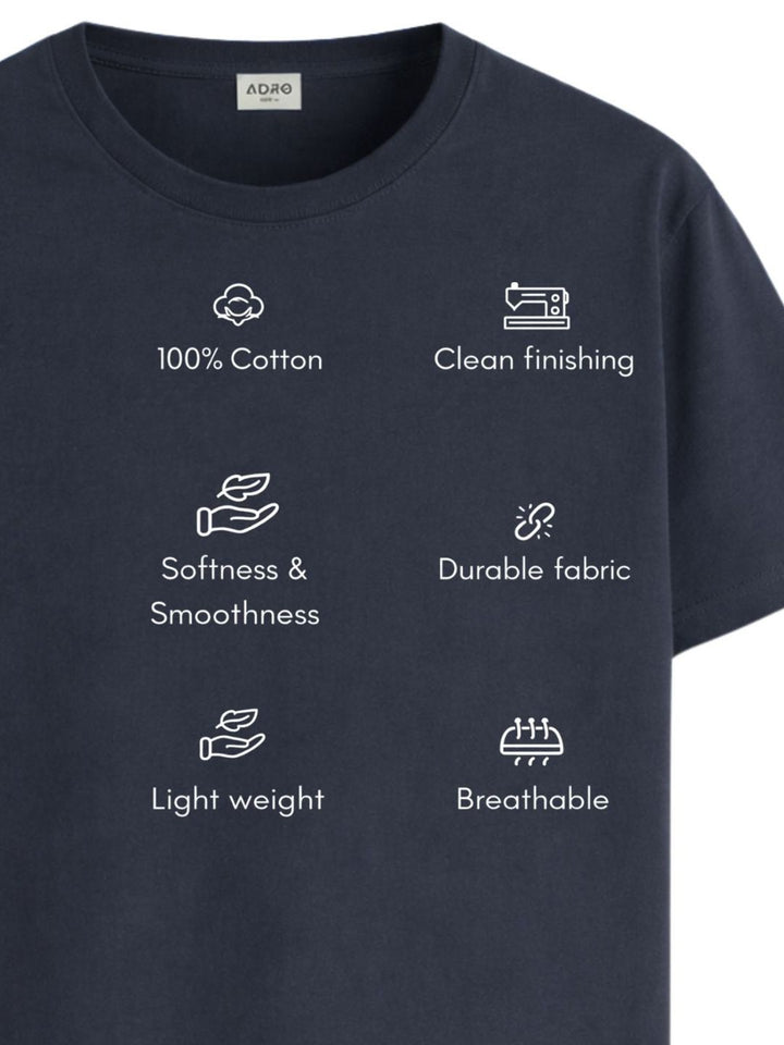 ADRO Typography Printed Round Neck Short Sleeves Regular Fit Pure Cotton T-shirt