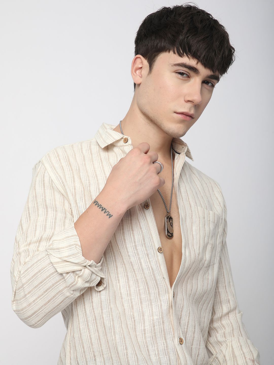 VASTRADO Men Classic Slim Fit Multi Stripes Opaque Striped Casual Shirt