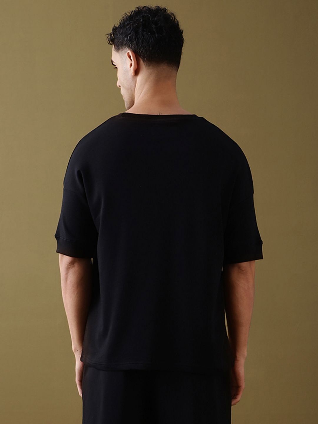 DILLINGER Men Solid Ultra Soft Drapey Oversized Drop Shoulder T-Shirt