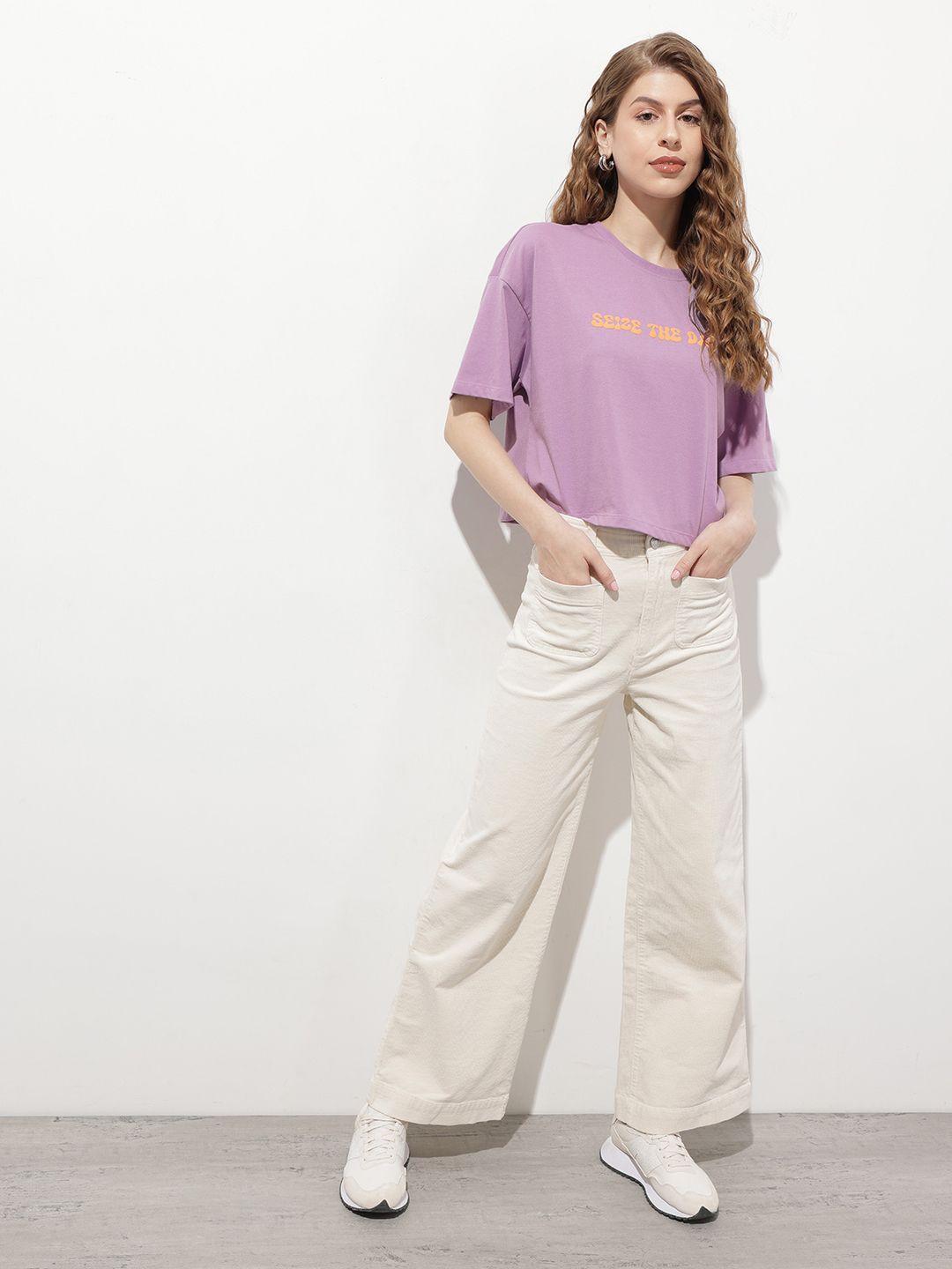 DressBerry Lift My Spirits Typography Boxy Crop T-shirt
