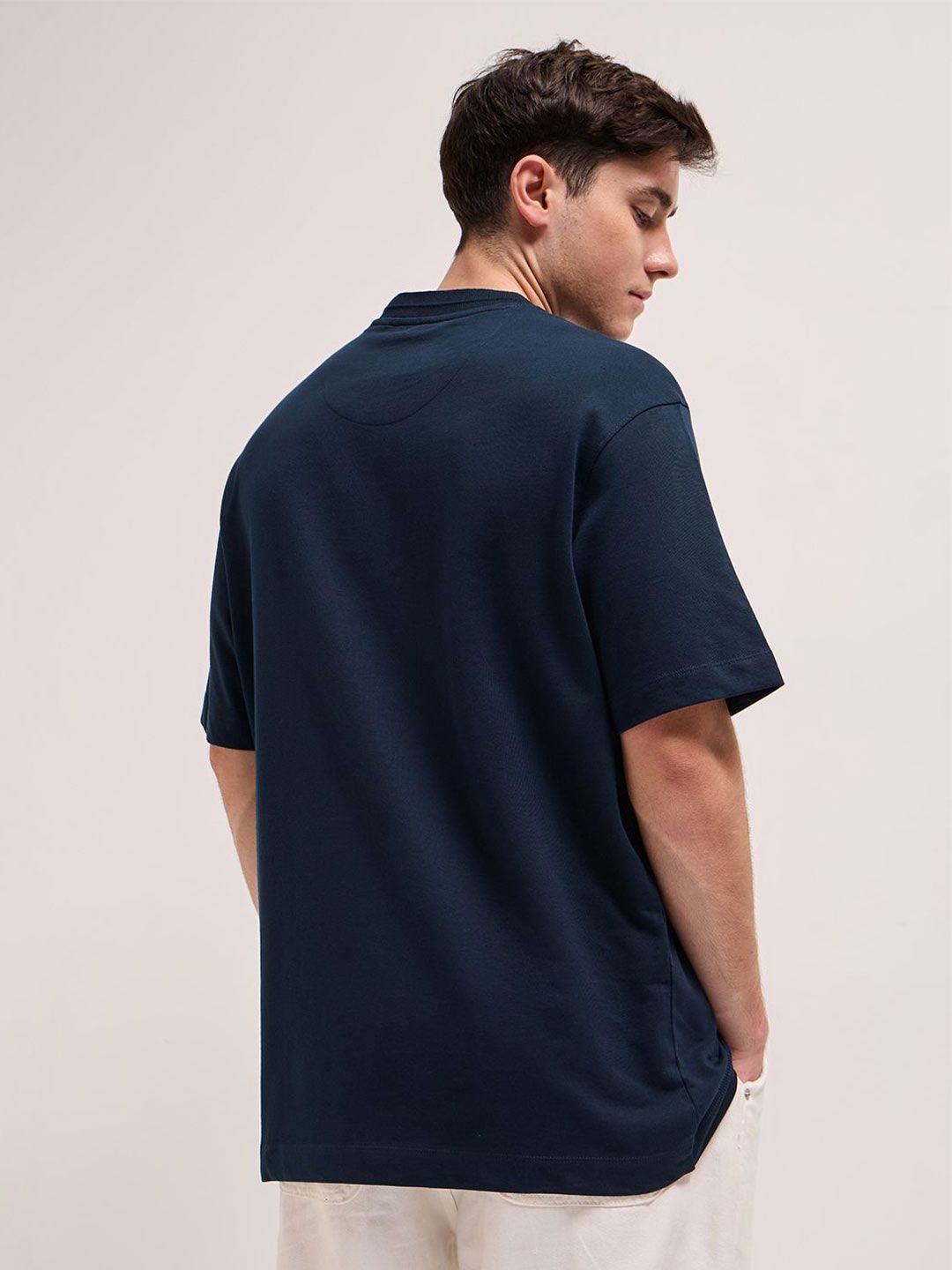 THE BEAR HOUSE Men Graphic Printed Round Neck Pure Cotton Oversized T-shirt