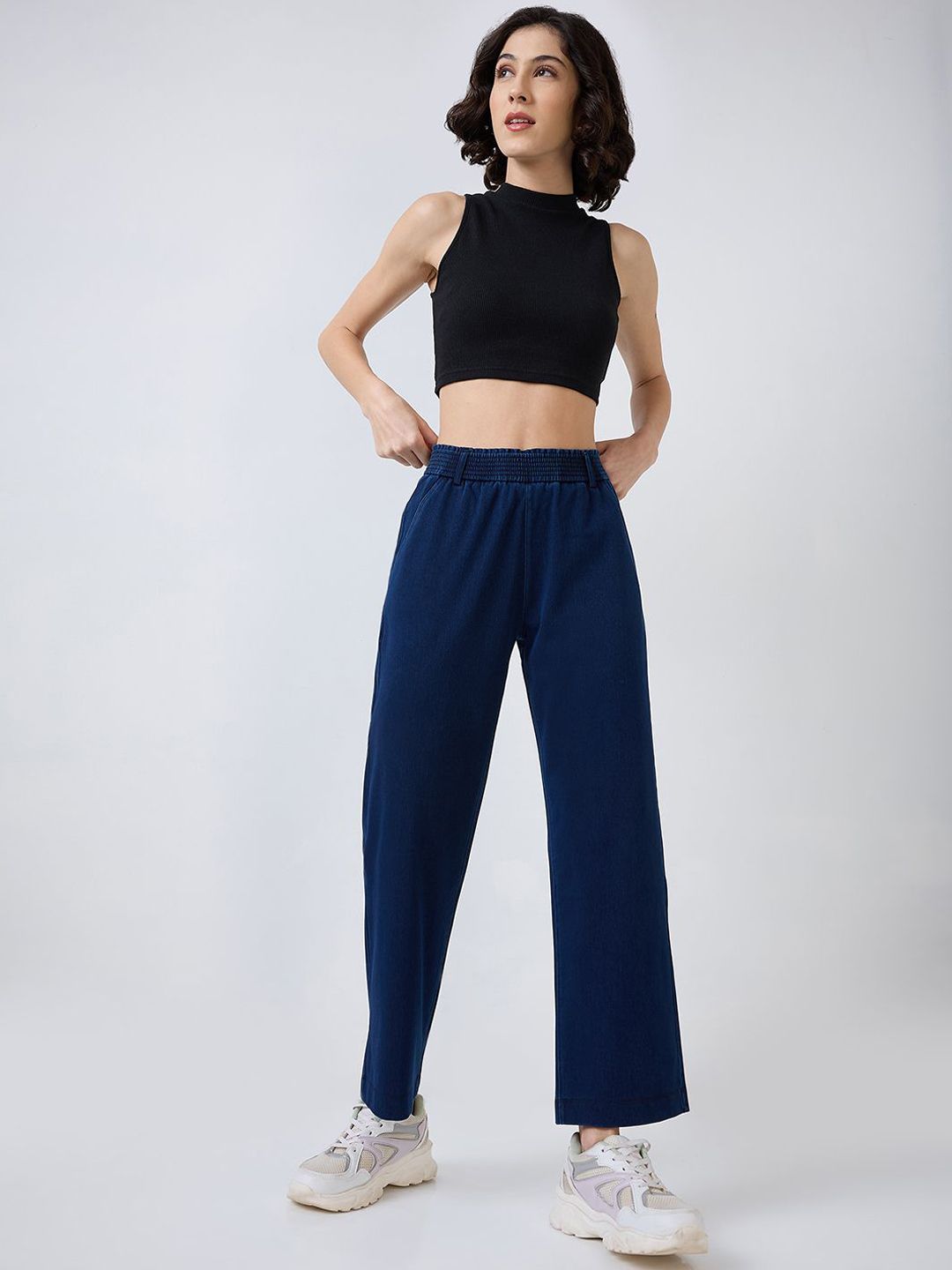 SPYKAR Women Straight Fit Wide Leg Trousers