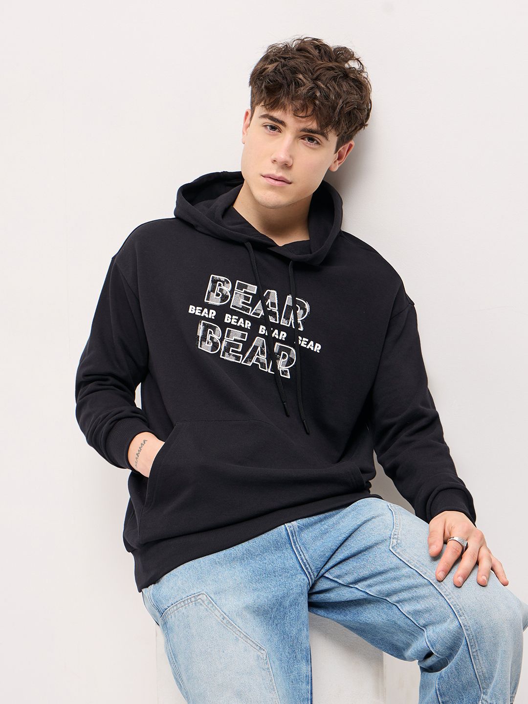 The Bear House Men Typography Printed Cotton Sweatshirt