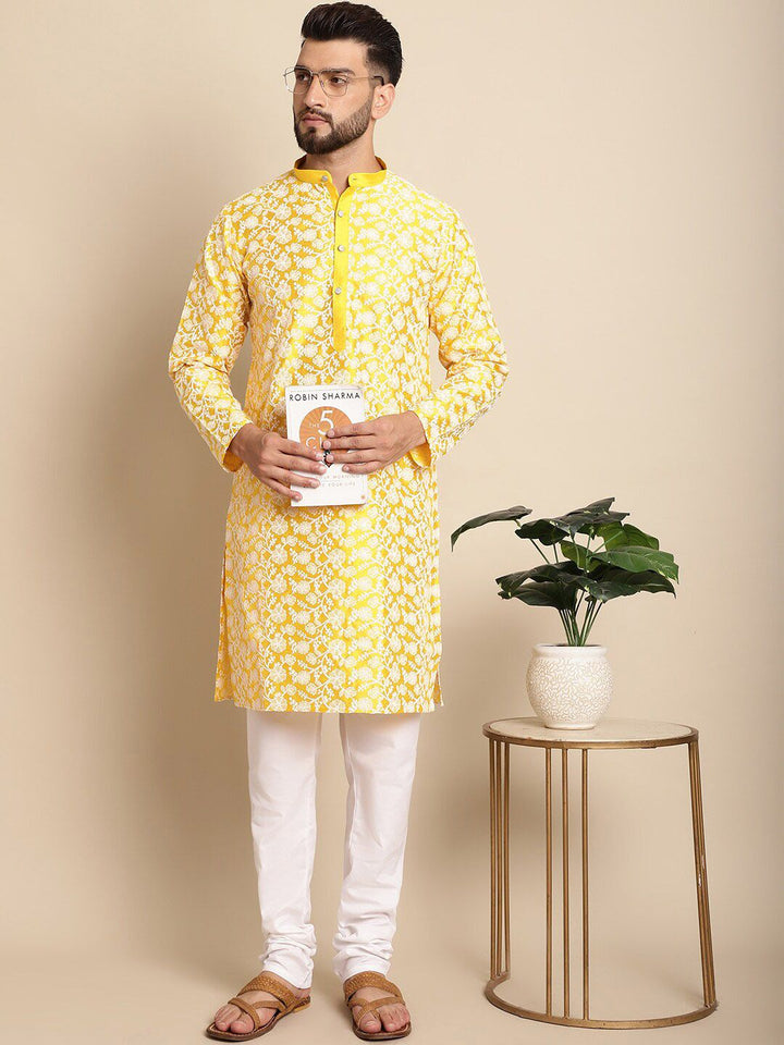 Anouk Floral Embroidered Silk Cotton Kurta With Churidar