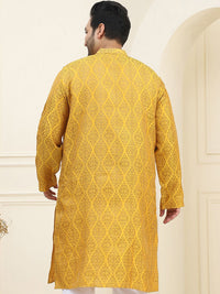 SOJANYA PLUS Ethnic Motifs Woven Design Band Collar Straight Jacquard Kurta