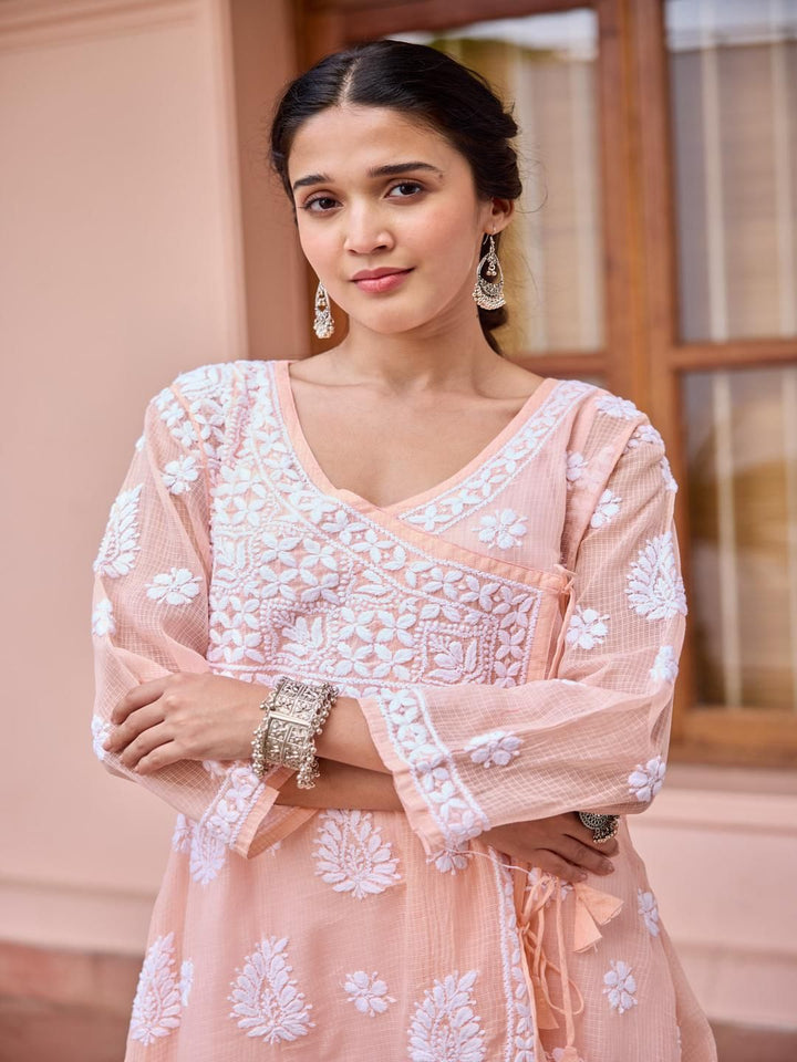 Rumah Wanita Chikankari Kurta Bersulam Pic Kota Chikankari