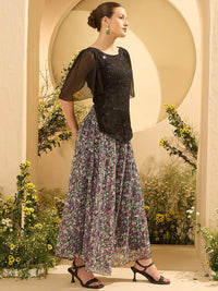 Antheaa Embellished Round Neck Top With Palazzo