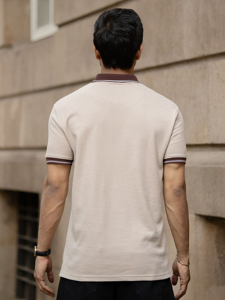 Powerlook Men Contrast Polo Collar T-shirt