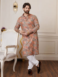 SOJANYA Bunga Sulam Zari Mandarin Collar Cotton Silk Straight Kurta