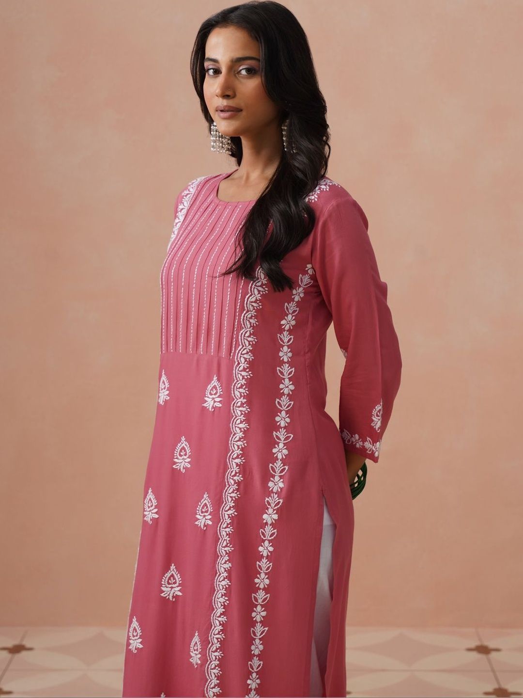 House of Chikankari Women Ethnic Motifs Embroidered Thread Work Kurta