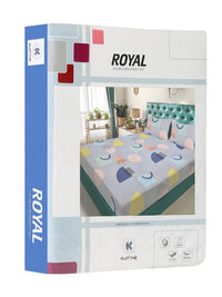 KLOTTHE Grey Geometric 300 TC King Bedsheet with 2 Pillow Covers