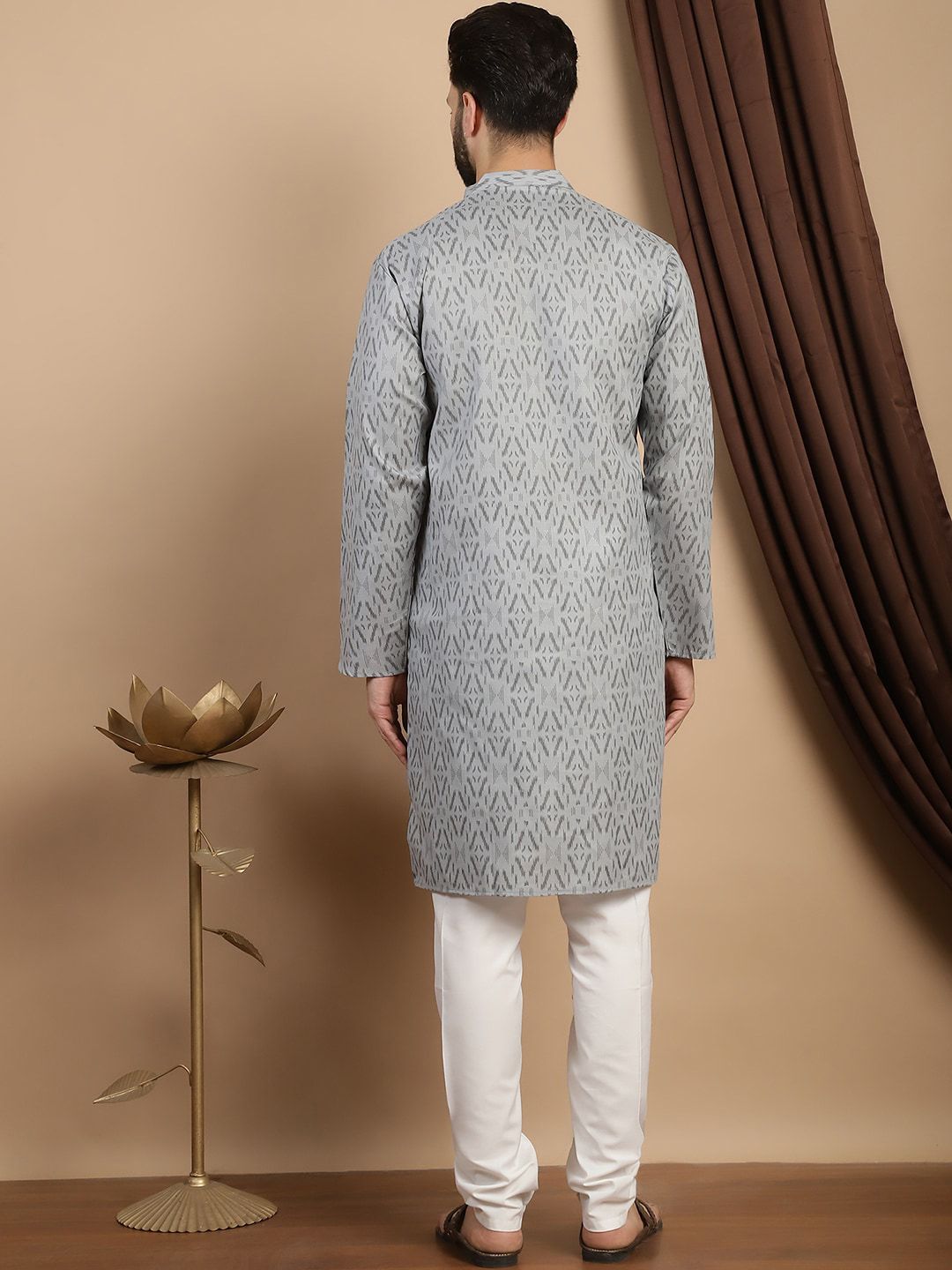 Anouk Geometric Printed Regular Pure Cotton Straight Kurta With Pyjamas