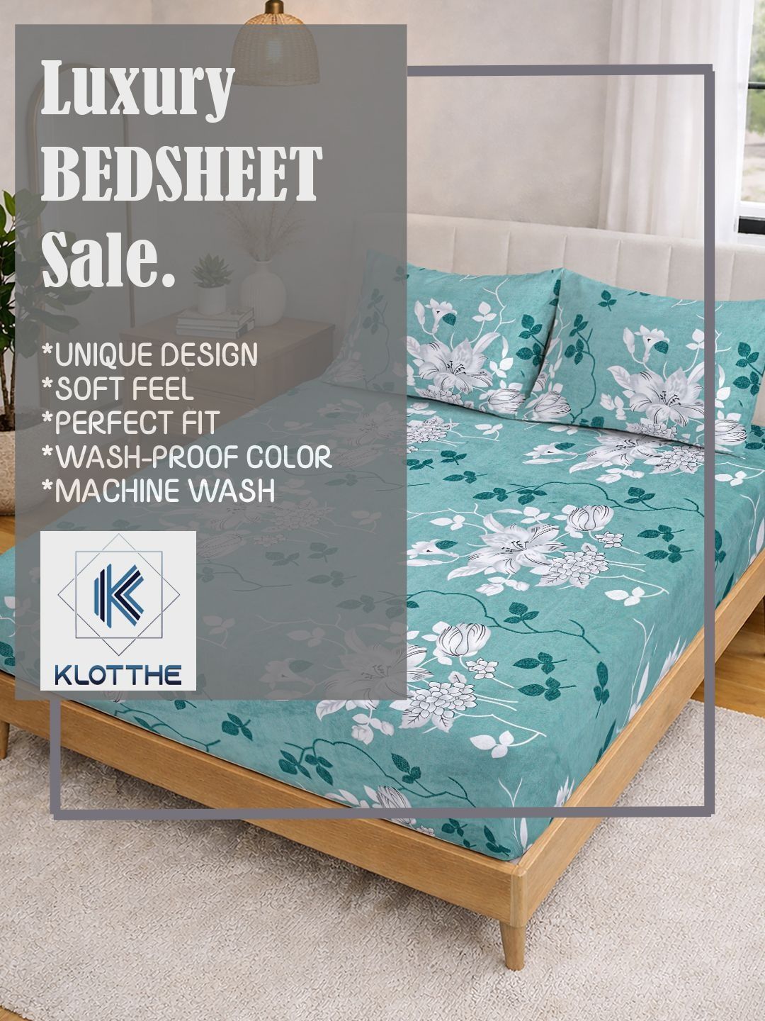 KLOTTHE Green Floral 300 TC King   Bedsheets