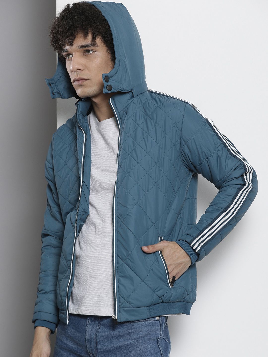 The Indian Garage Co Men Zip-Front Hooded Puffer Jacket
