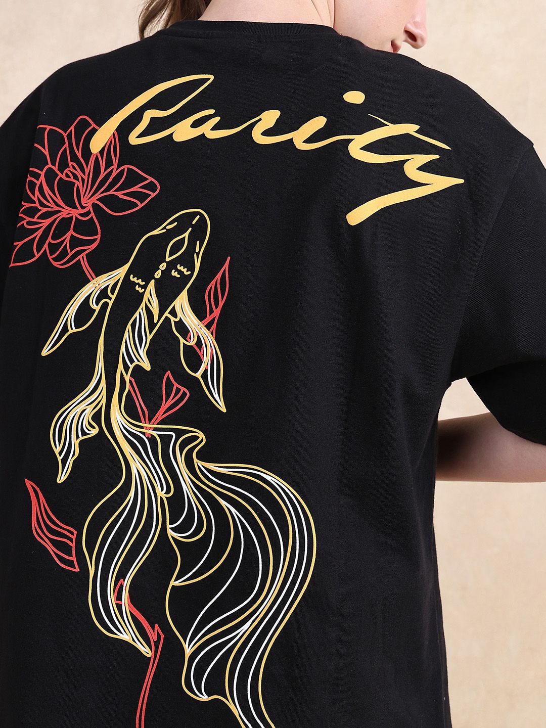 RAREISM Women Graphic Printed Round Neck Cotton Oversized T-shirt