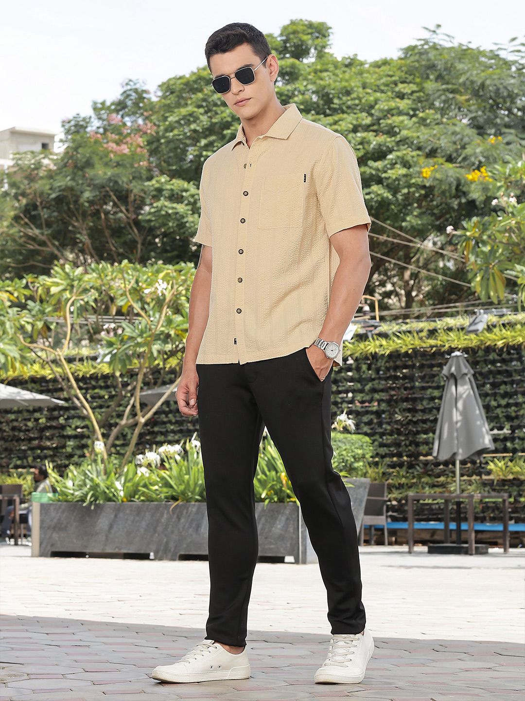 Thomas Scott Men's Premium Seersucker Cotton Casual Shirt