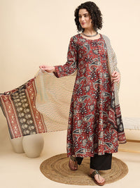 KALINI Women Floral Printed Regular Kurta with Trousers & With Dupatta
