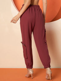 Antheaa Women Smart Mid Rise stretch Cargo Trousers