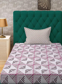 KLOTTHE Pink Geometric Cotton Single Bedsheets