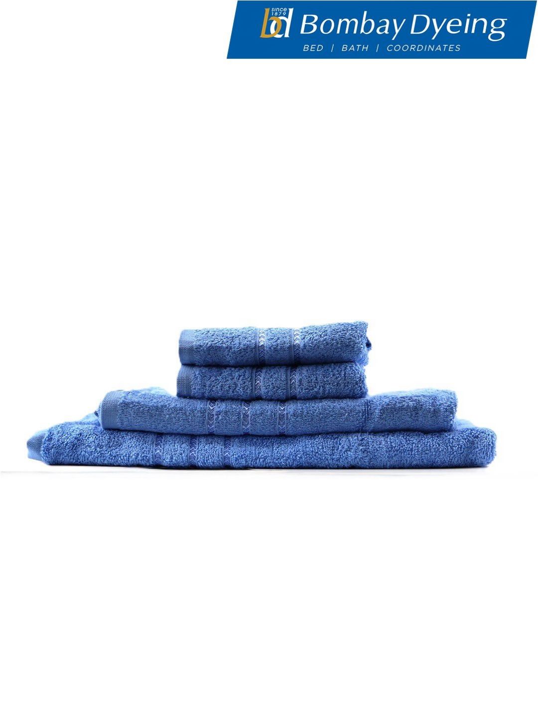 BOMBAY DYEING Turquoise Blue 4 Piece Cotton 400 GSM Towel Set