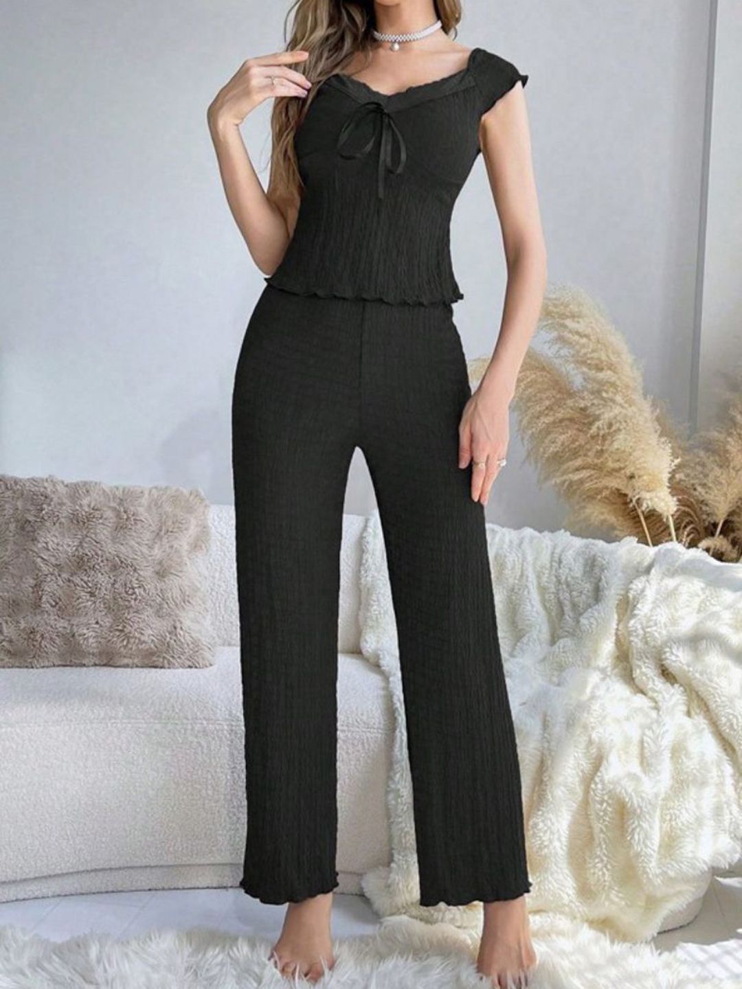 DressBerry Women Solid Night suit