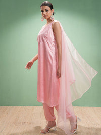 Vishudh Women Embroidered Regular Thread Work Kurta with Trousers & With Dupatta