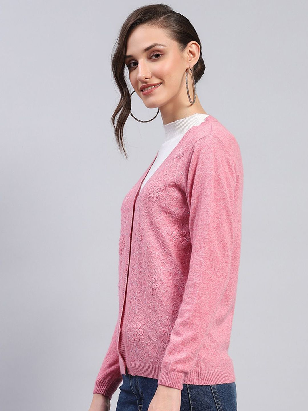 Monte Carlo Women Woollen Long Sleeves Cardigan