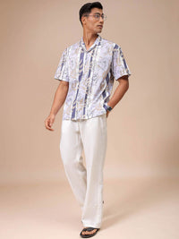 The Indian Garage Co Men Relaxed Fit Sketch Art  Printed Textured Resortwear Shirt