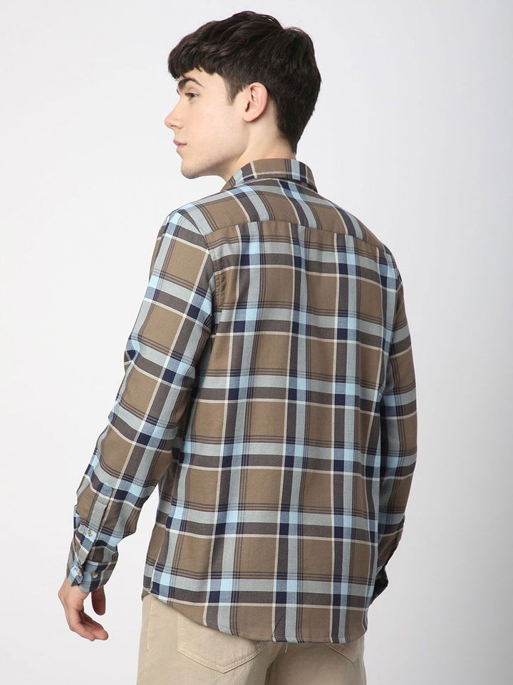 VASTRADO Men Classic Slim Fit Opaque Checked Casual Shirt