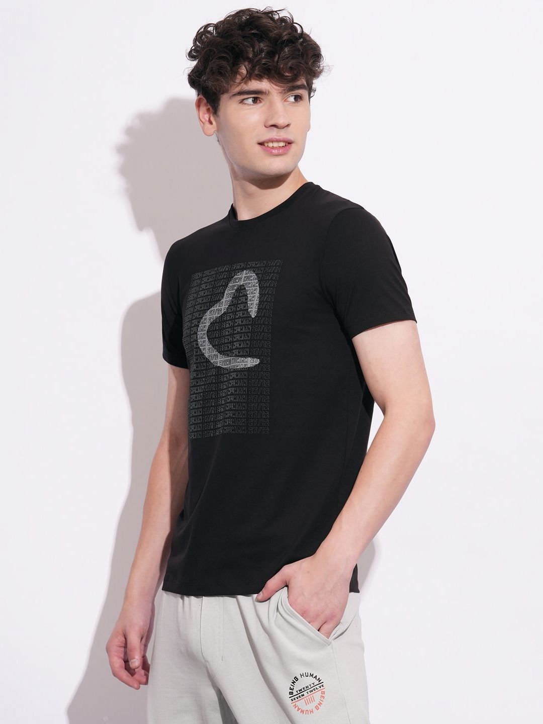 Being Human Men Brand Logo Printed Slim Fit T-shirt