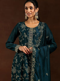 Libas Women Floral Embroidered Regular Sequinned Kurta with Trousers & With Dupatta