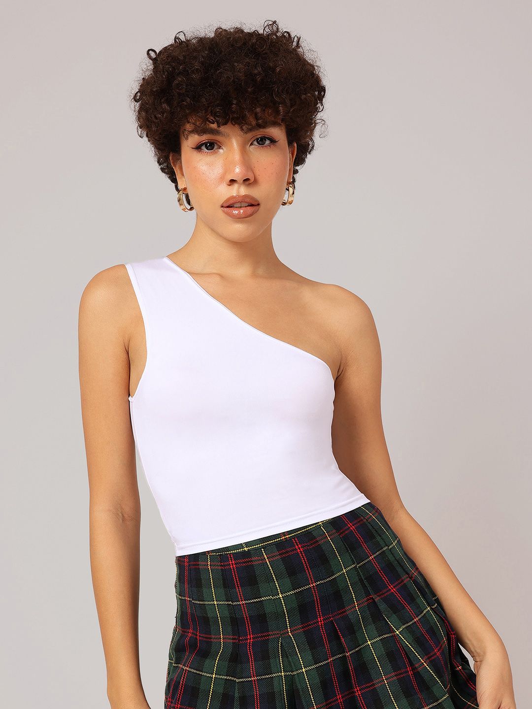DressBerry Asymmetrical Allure One-Shoulder Fitted Top