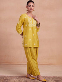 House of Chikankari Women Ethnic Motifs Embroidered Regular Chikankari Kurta with Patiala