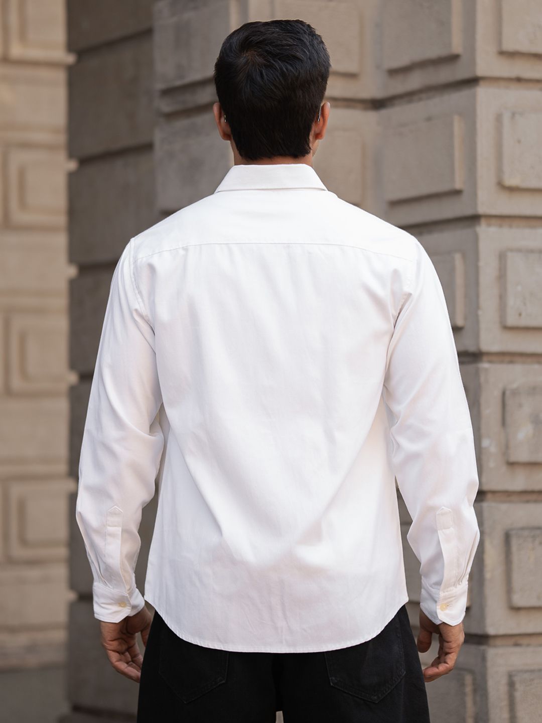 Powerlook Men Spread Collar Solid Cotton Casual Shirt