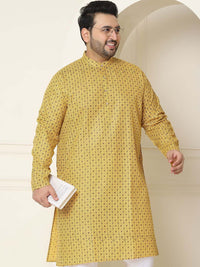 SOJANYA PLUS Floral Embroidered Thread Work Cotton Linen Straight Kurta with Pyjamas