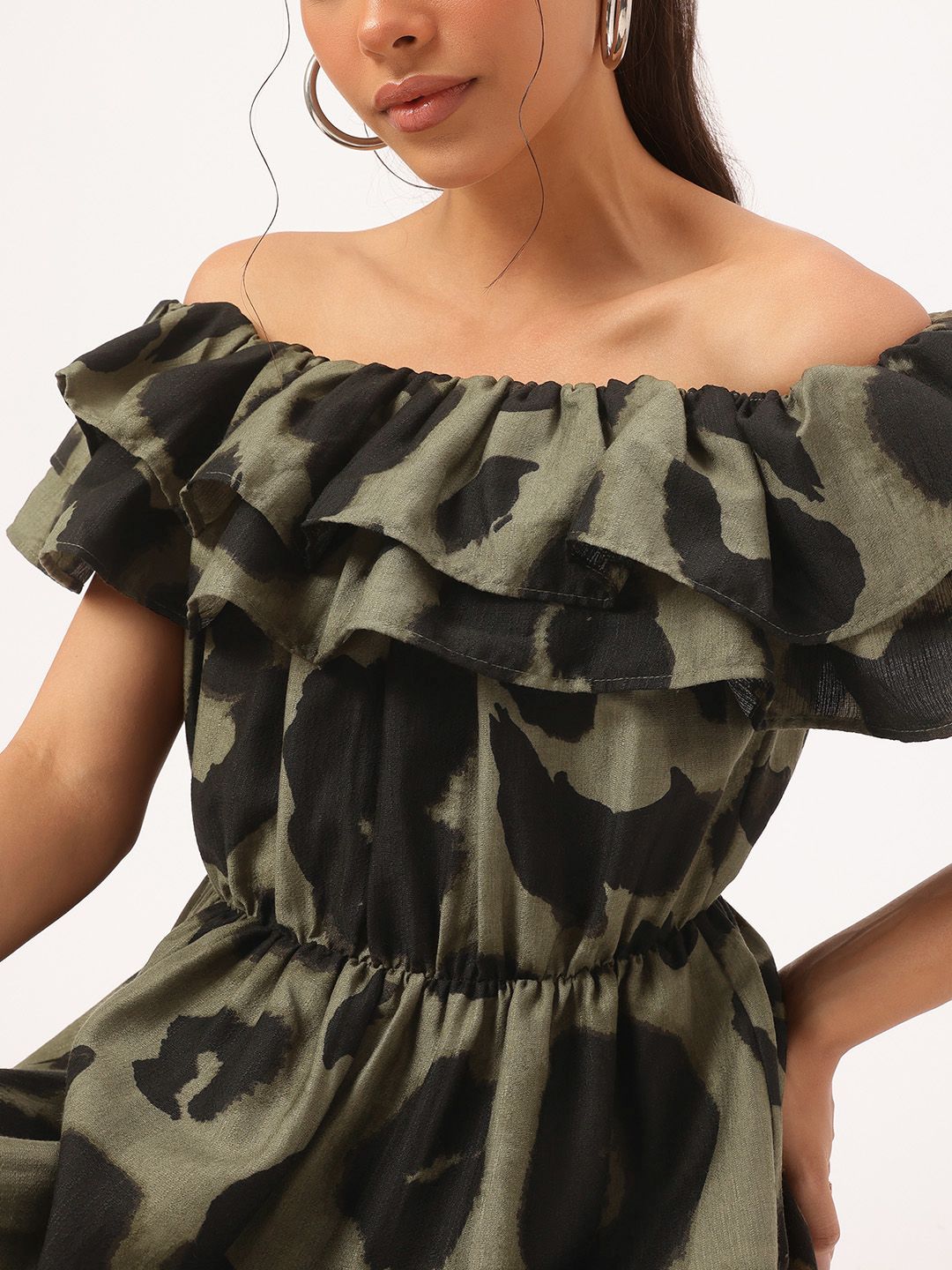DressBerry Artsy Gal Off-Shoulder Layered Sheath Dress