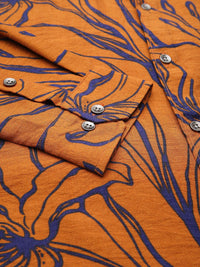 VASTRADO Men Classic Spread Collar Floral Printed Slim Fit Casual Shirt
